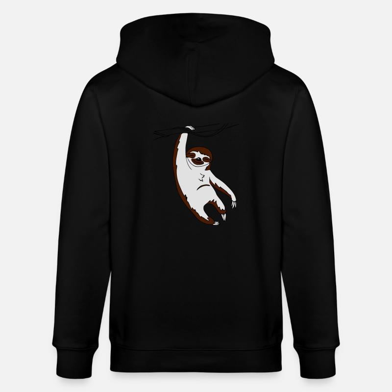 Faultier hängend am Baum - Stanley/Stella Unisex Bio-Kapuzenjacke CULTIVATOR - Schwarz