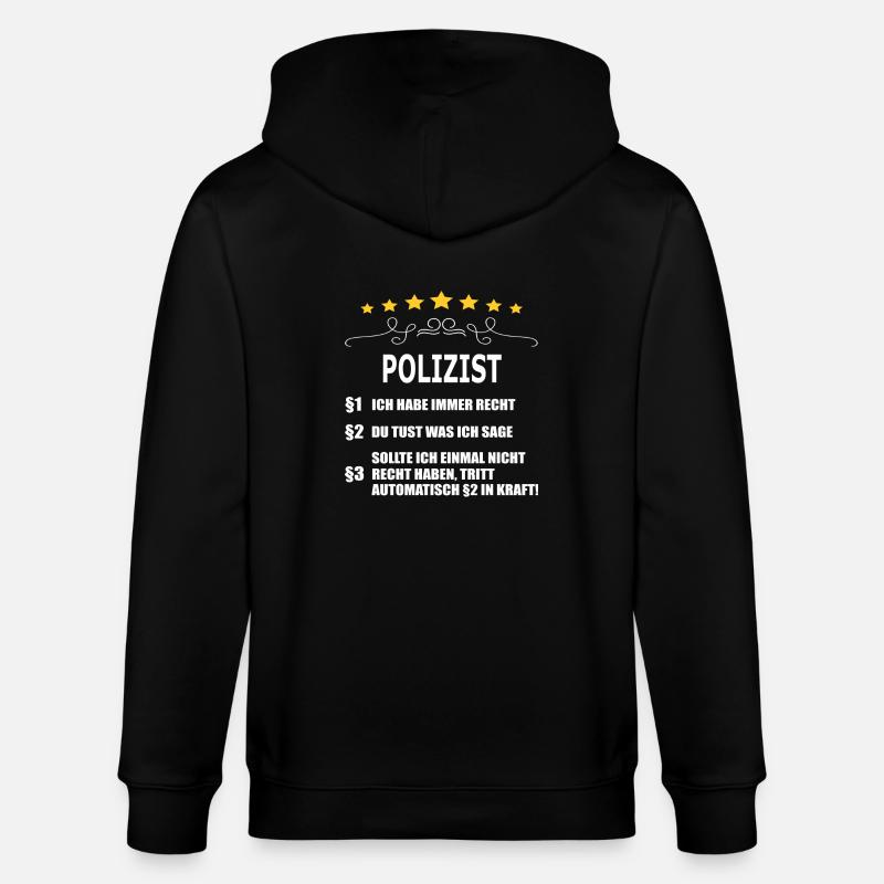 POLIZIST - Stanley/Stella Unisex Bio-Kapuzenjacke CULTIVATOR  - Schwarz