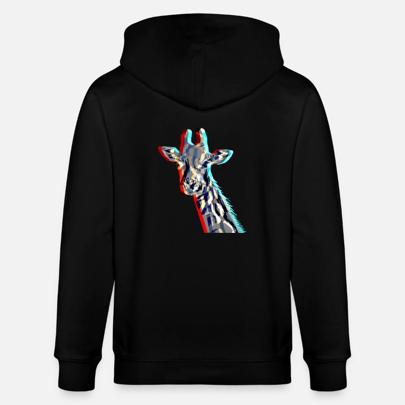 Giraffe with 3D-Effect - Stanley/Stella Unisex Bio-Kapuzenjacke CULTIVATOR  - Schwarz