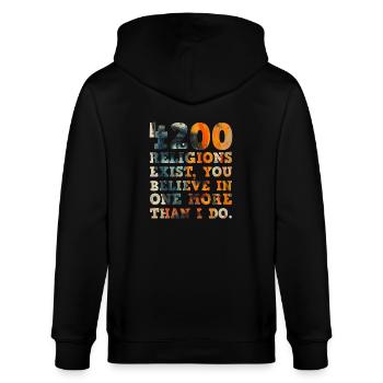 4200 religions existent - Veste à capuche bio CULTIVATOR Stanley/Stella Unisexe - noir - Dos - Anna (173cm)