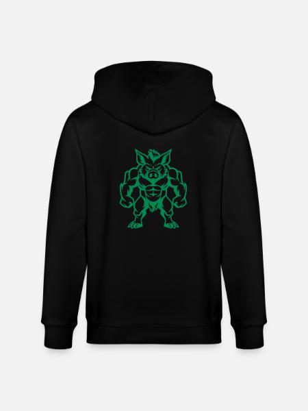 Wild Boar Comic - Stanley/Stella CULTIVATOR  Unisex Organic Hooded Jacket - black