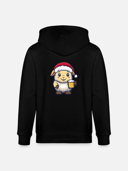 Sheep Christmas Beer - Stanley/Stella CULTIVATOR Unisex Organic Hooded Jacket - black