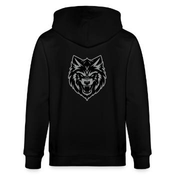 Wolf Kopf - Stanley/Stella Unisex Bio-Kapuzenjacke CULTIVATOR  - Schwarz - Hinten - Anna (173cm)