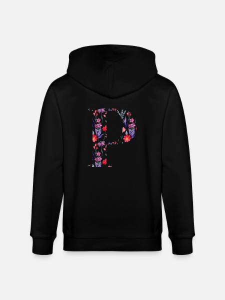 Personalisierter Blumenbuchstabe p - Geschenkidee - Stanley/Stella Unisex Bio-Kapuzenjacke CULTIVATOR - Schwarz