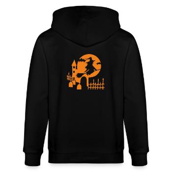 Halloween - Sorcière Cimetière - Orange - Veste à capuche bio CULTIVATOR Stanley/Stella Unisexe - noir - Dos - Anna (173cm)
