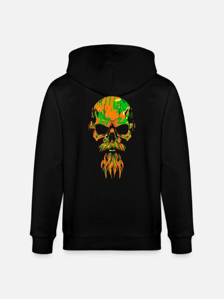 Awesome Skull With Beard - Stanley/Stella CULTIVATOR Unisex Organic Hooded Jacket - black
