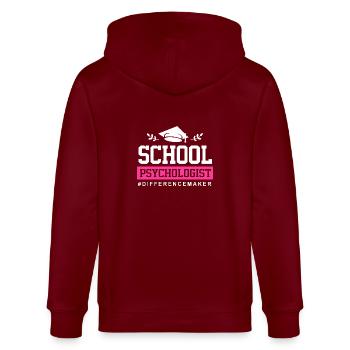 Psychologue scolaire, psychologue, psychothérapeute - Veste à capuche bio CULTIVATOR Stanley/Stella Unisexe - bordeaux - Dos - Anna (173cm)