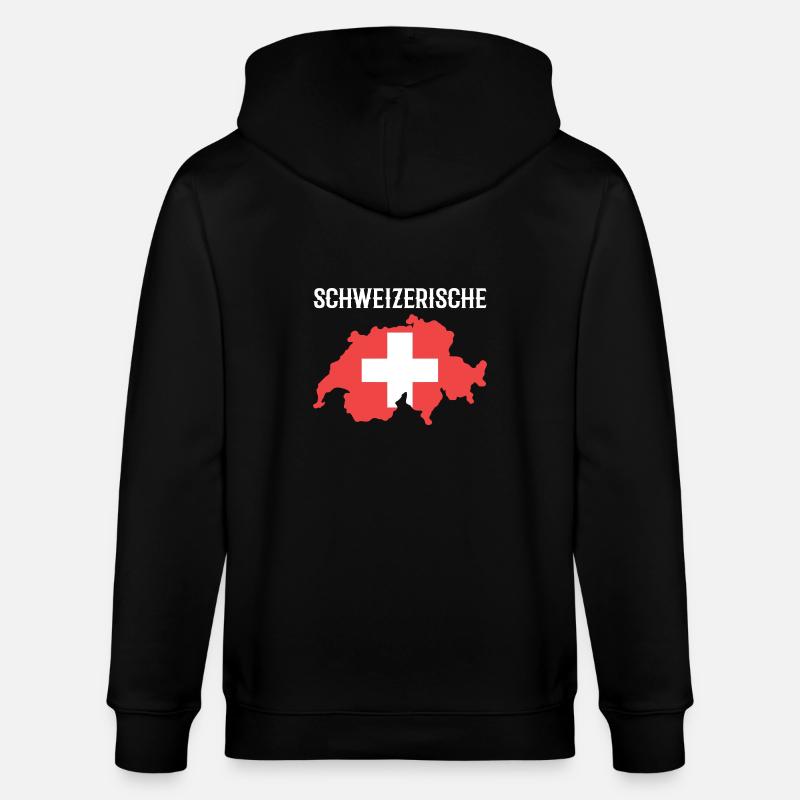 Schweiz - Stanley/Stella Unisex Bio-Kapuzenjacke CULTIVATOR  - Schwarz