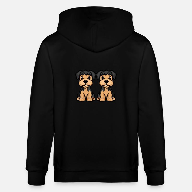 Airedale Terrier Hund Comic - Stanley/Stella Unisex Bio-Kapuzenjacke CULTIVATOR  - Schwarz