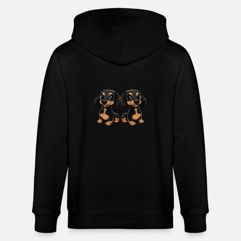 Dackel DachsHund Comic - Stanley/Stella Unisex Bio-Kapuzenjacke CULTIVATOR  - Schwarz