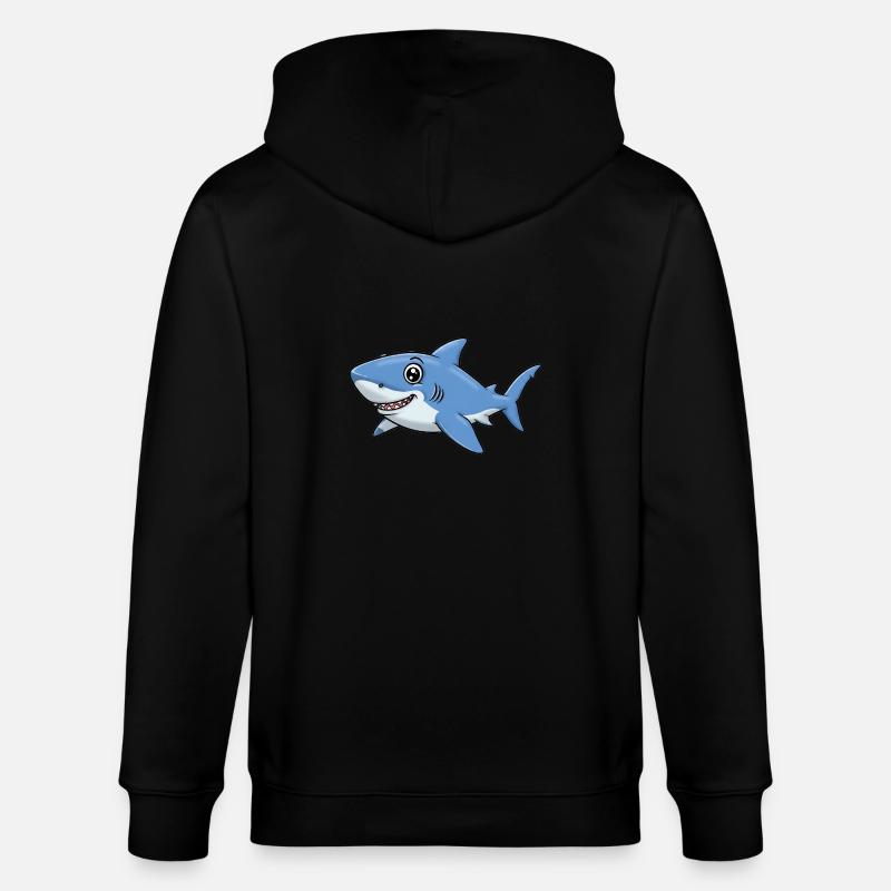 Dessin animé animalier requin - Veste à capuche bio CULTIVATOR Stanley/Stella Unisexe - noir