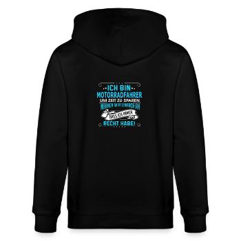 MOTORRADFAHRER - Stanley/Stella Unisex Bio-Kapuzenjacke CULTIVATOR  - Schwarz - Hinten - Anna (173cm)