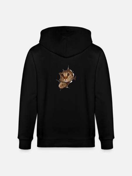 Sweet 3D kitten cat - gift - Stanley/Stella CULTIVATOR Unisex Organic Hooded Jacket - black