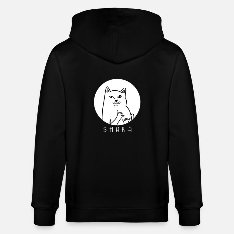 MEME CAT - Shaka - chat - chaton - Veste à capuche bio CULTIVATOR Stanley/Stella Unisexe - noir