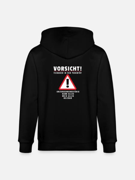 Teenager in Pubertät Shirt Geschenk Achtung! - Stanley/Stella Unisex Bio-Kapuzenjacke CULTIVATOR  - Schwarz