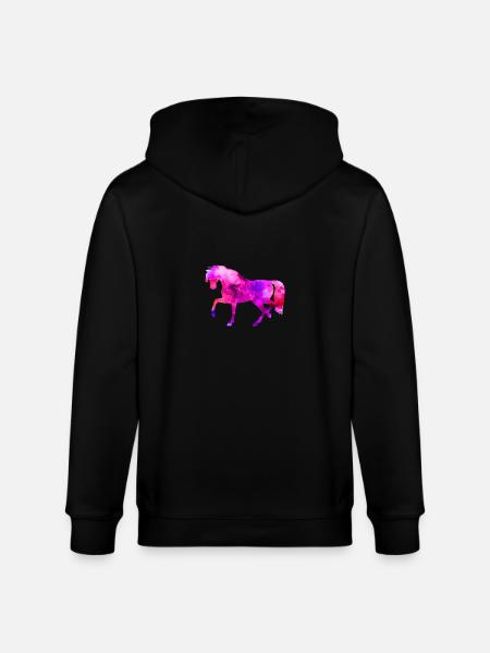 Horse Funny Animals Blue-Pink Watercolor Tee Shirt Kin - Stanley/Stella CULTIVATOR  Unisex Organic Hooded Jacket - black