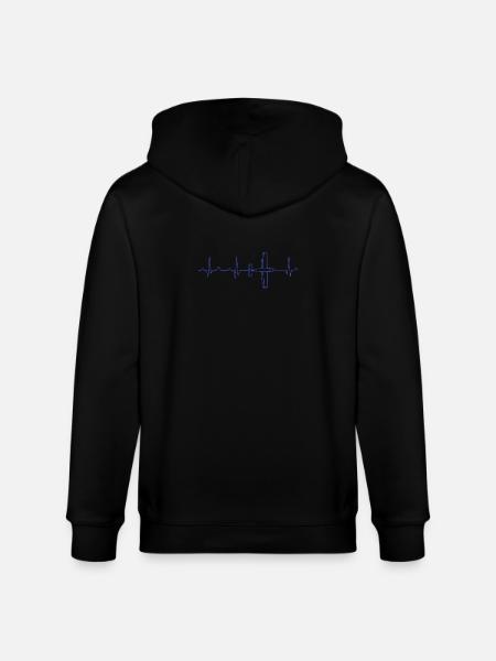Aircraft ECG heartbeat - Stanley/Stella CULTIVATOR Unisex Organic Hooded Jacket - black