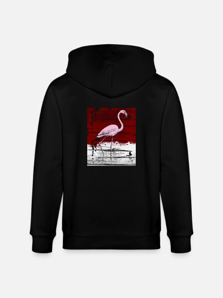 Pink flamingo - Stanley/Stella CULTIVATOR  Unisex Organic Hooded Jacket - black