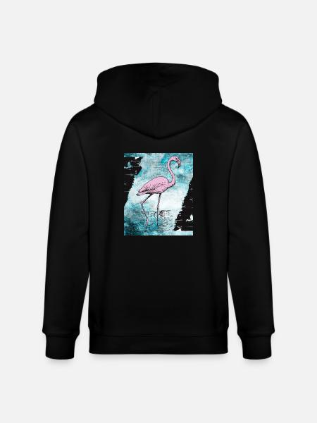 Pink flamingo - Stanley/Stella CULTIVATOR Unisex Organic Hooded Jacket - black