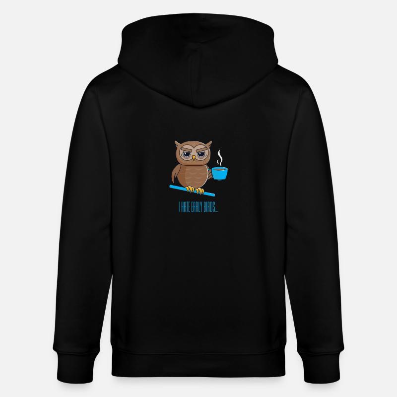 Chouette de nuit avec café - Veste à capuche bio CULTIVATOR Stanley/Stella Unisexe - noir