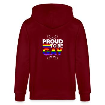 Proud to be gay - Stanley/Stella Unisex Bio-Kapuzenjacke CULTIVATOR  - Burgunderrot - Hinten - Anna (173cm)