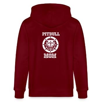 Pitbull Mama - Stanley/Stella Unisex Bio-Kapuzenjacke CULTIVATOR  - Burgunderrot - Hinten - Anna (173cm)