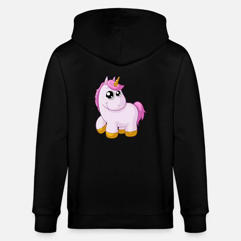 Pinkes Comic Einhorn - Stanley/Stella Unisex Bio-Kapuzenjacke CULTIVATOR  - Schwarz