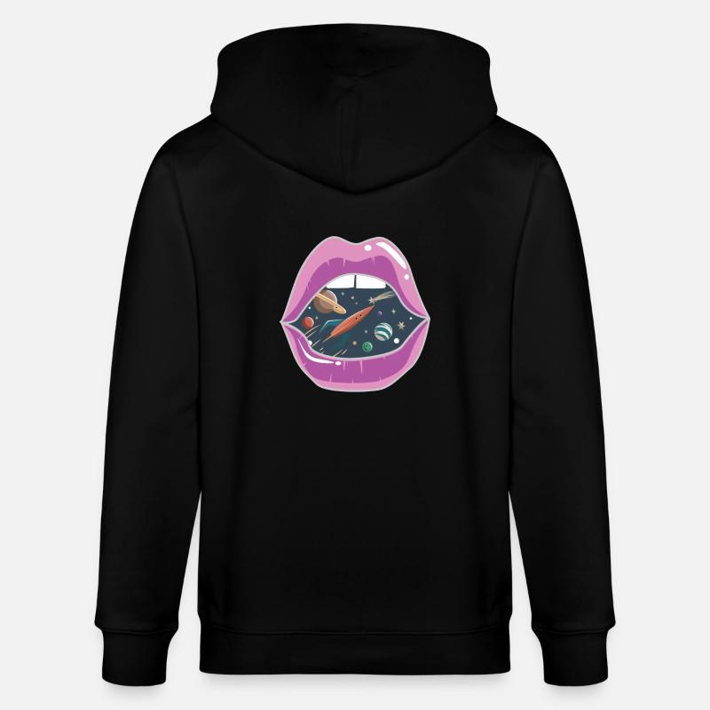 Lèvres roses / Espace - Veste à capuche bio CULTIVATOR Stanley/Stella Unisexe - noir