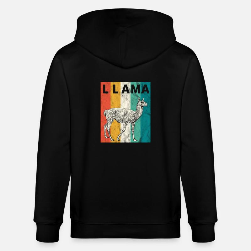Lama Alpaga Rétro - Veste à capuche bio CULTIVATOR Stanley/Stella Unisexe - noir