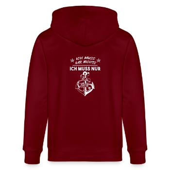 Ich muss an die Küste Seefahrer Ostsee Nordsee - Stanley/Stella Unisex Bio-Kapuzenjacke CULTIVATOR  - Burgunderrot - Hinten - Anna (173cm)