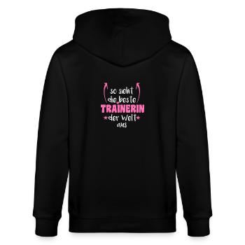 So sieht die beste Trainerin der Welt aus Trainer - Stanley/Stella Unisex Bio-Kapuzenjacke CULTIVATOR  - Schwarz - Hinten - Anna (173cm)