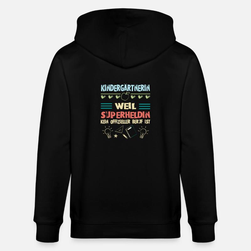 Kindergärtnerin superheldin - Stanley/Stella Unisex Bio-Kapuzenjacke CULTIVATOR  - Schwarz