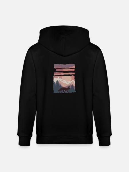 Fox Forest Animal Gift - Stanley/Stella CULTIVATOR  Unisex Organic Hooded Jacket - black