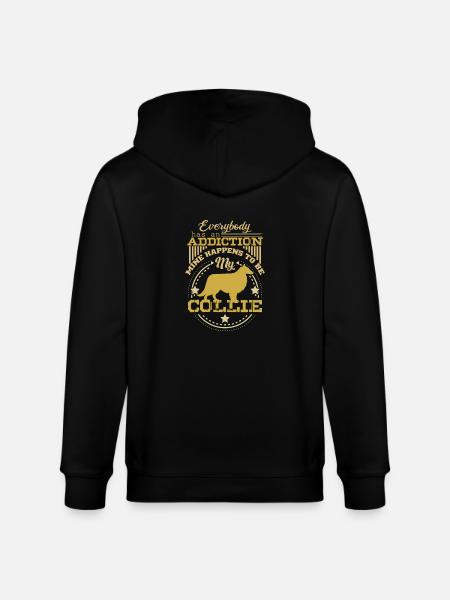 Longhaired collie - Stanley/Stella CULTIVATOR  Unisex Organic Hooded Jacket - black