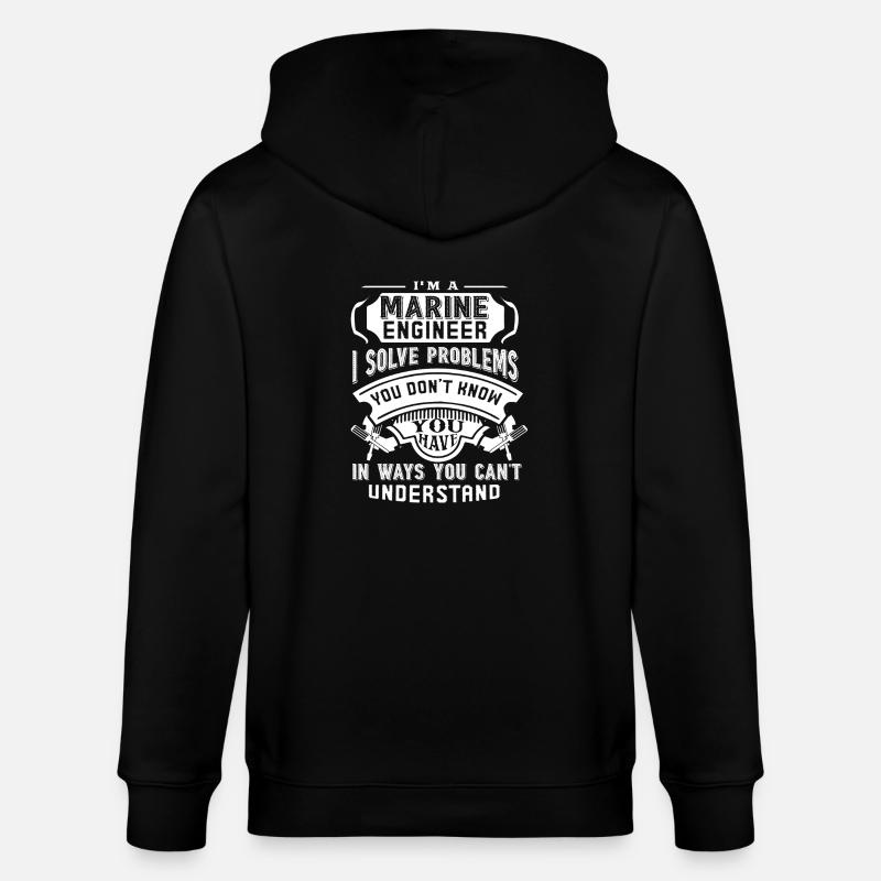 Marine Engineers Solve Problems - Stanley/Stella CULTIVATOR  Unisex Organic Hooded Jacket - black