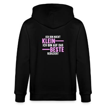 Ich bin nicht klein ich bin auf das beste - Stanley/Stella Unisex Bio-Kapuzenjacke CULTIVATOR  - Schwarz - Hinten - Anna (173cm)
