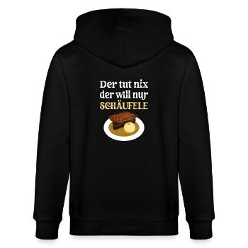 Der tut nix der will nur Schäufele - Stanley/Stella Unisex Bio-Kapuzenjacke CULTIVATOR  - Schwarz - Hinten - Anna (173cm)