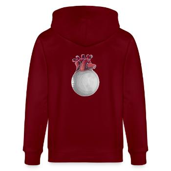 Golfer Herz lustiger Golfball Golf Geschenk - Stanley/Stella Unisex Bio-Kapuzenjacke CULTIVATOR  - Burgunderrot - Hinten - Anna (173cm)