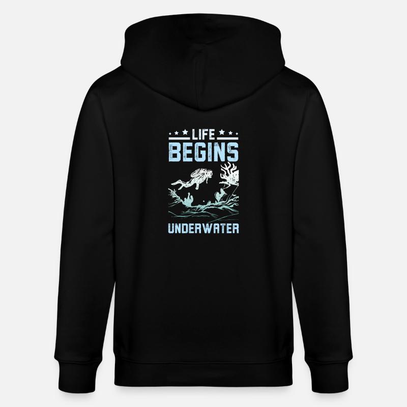 Life Begins underwater - Stanley/Stella Unisex Bio-Kapuzenjacke CULTIVATOR  - Schwarz