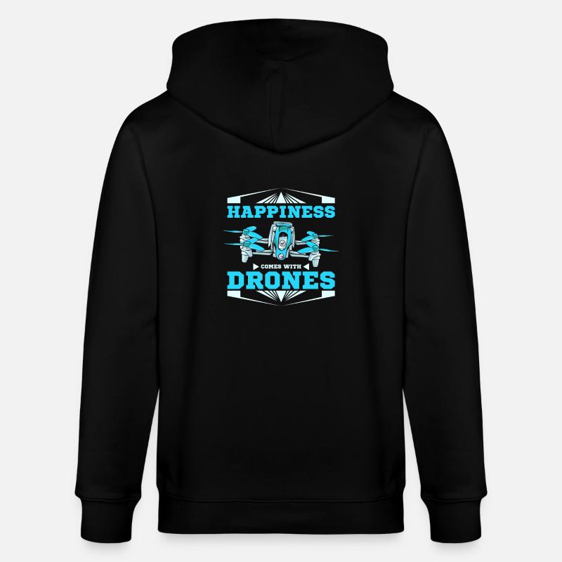 Happiness comes with drones - Stanley/Stella Unisex Bio-Kapuzenjacke CULTIVATOR  - Schwarz