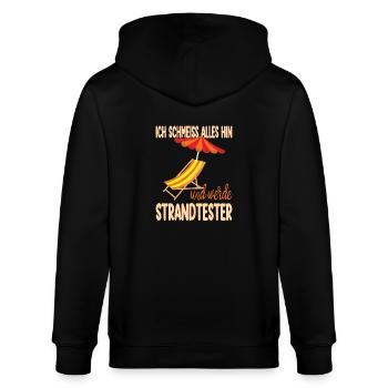 Ich schmeisse alles hin und werde Strandtester - Stanley/Stella Unisex Bio-Kapuzenjacke CULTIVATOR  - Schwarz - Hinten - Anna (173cm)