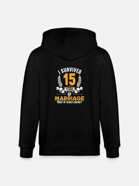J’ai survécu à 15 ans de mariage 15ème anniversaire de mariage - Veste à capuche bio CULTIVATOR Stanley/Stella Unisexe - noir