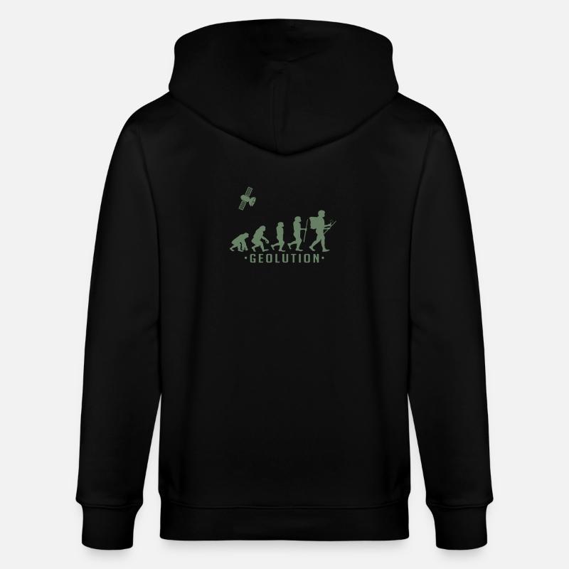 Geocaching evolution Shirt Geolution - Stanley/Stella CULTIVATOR  Unisex Organic Hooded Jacket - black