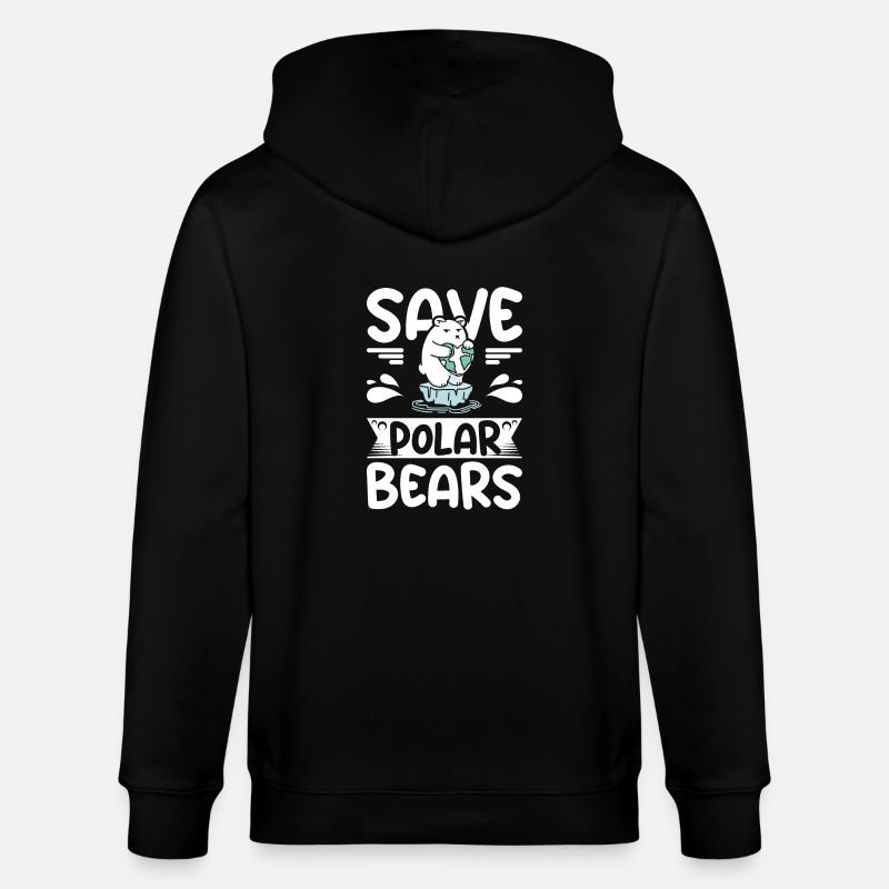 Save polar bears - Stanley/Stella CULTIVATOR  Unisex Organic Hooded Jacket - black