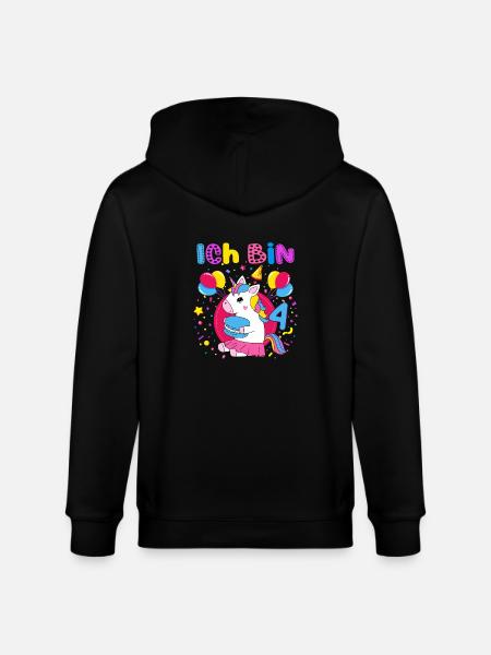4. Geburtstag Mädchen Ich bin 4 Jahre mit Einhorn - Stanley/Stella Unisex Bio-Kapuzenjacke CULTIVATOR - Schwarz
