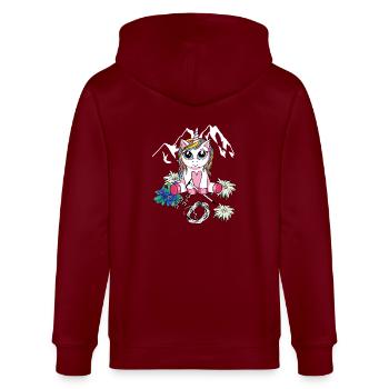Alpen Unicorn Mountaineer Alpinisme Enfant descente en rappel - Veste à capuche bio CULTIVATOR Stanley/Stella Unisexe - bordeaux - Dos - Anna (173cm)