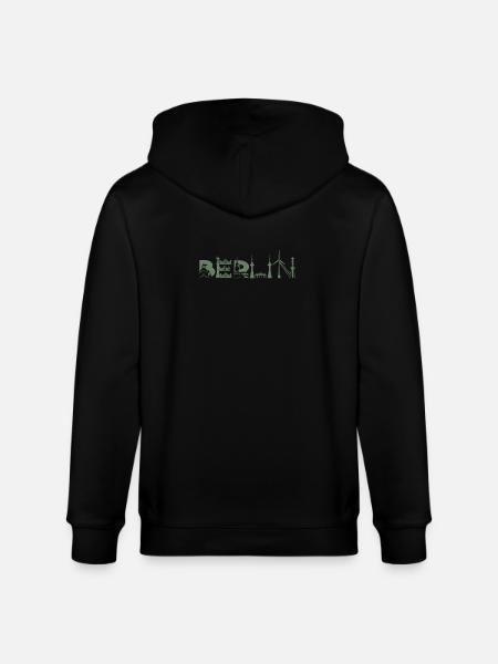 Berlin Skyline Berlin Sights - Stanley/Stella CULTIVATOR Unisex Organic Hooded Jacket - black
