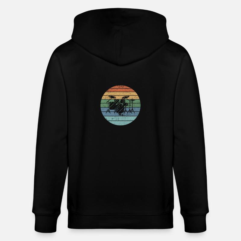 Drumming Drummer Retro - Stanley/Stella CULTIVATOR Unisex Organic Hooded Jacket - black