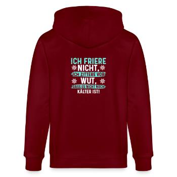 Ich friere nicht, ich zittere vor wut - Stanley/Stella Unisex Bio-Kapuzenjacke CULTIVATOR  - Burgunderrot - Hinten - Anna (173cm)