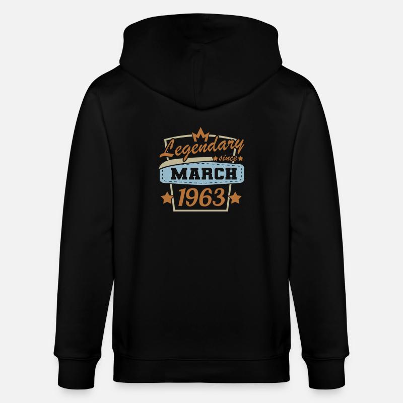 Mars 1963 Rétro Anniversaire - Veste à capuche bio CULTIVATOR Stanley/Stella Unisexe - noir